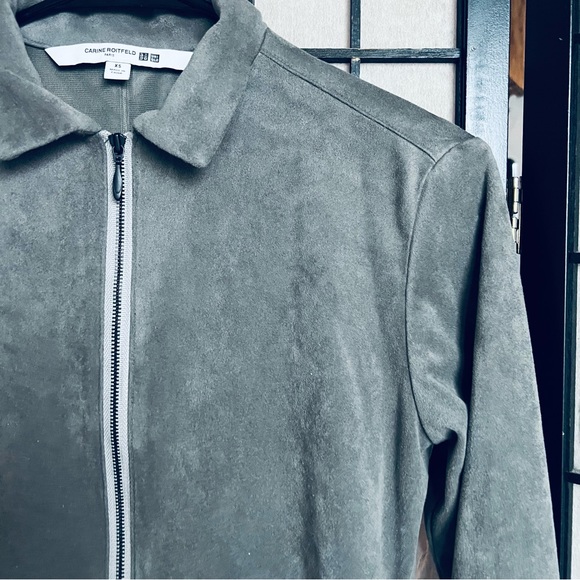 Carine Roitfeld uniqlo grey faux suede full zip jacket XS - Picture 3 of 7